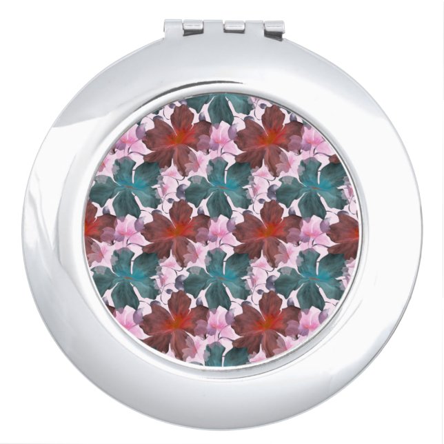 Seamless tropical floral pattern  cutting board compact mirror (Front)