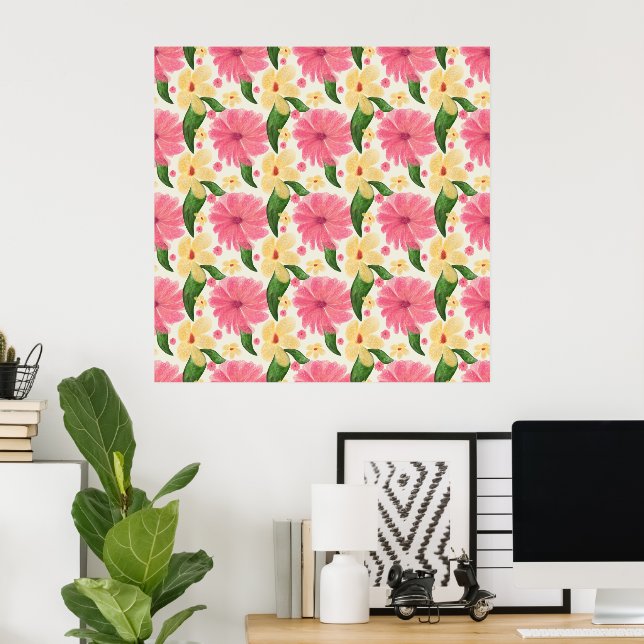 Seamless tropical floral pattern  poster (Home Office)
