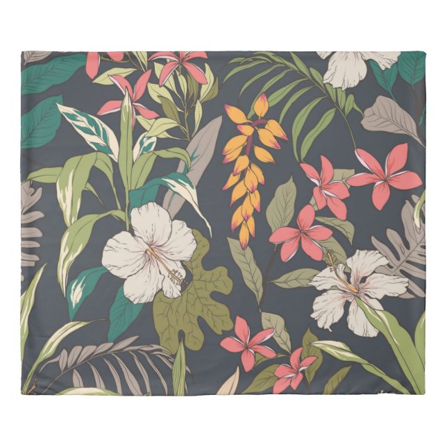 Seamless tropical flower pattern background duvet cover (Front)