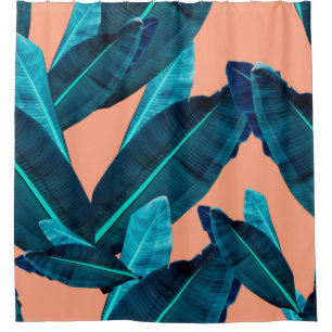 Seamless tropical flower, plant and leaf pattern b shower curtain