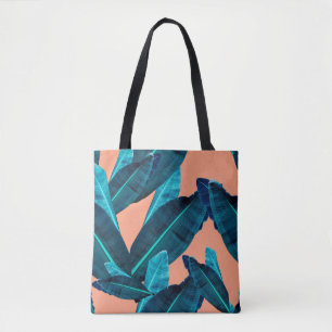 Seamless tropical flower, plant and leaf pattern b tote bag