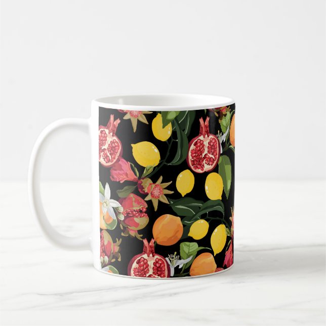 Seamless Tropical Fruits Pattern. Exotic Backgroun Coffee Mug (Left)
