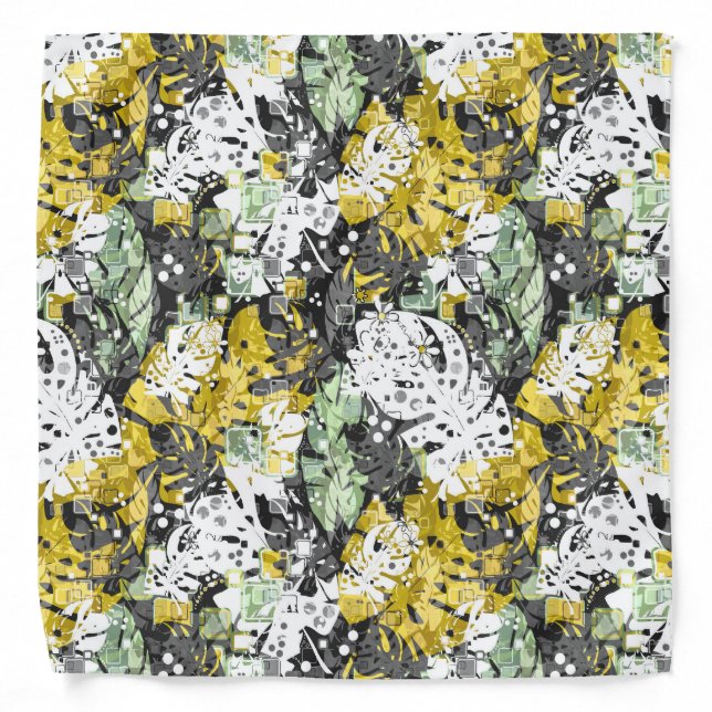Seamless tropical jungle exotic leaves abstract bl bandana (Front)