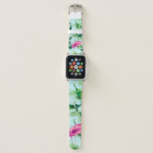 Seamless tropical leaves pattern background, retro apple watch band