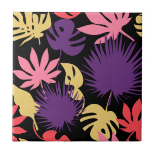 Seamless tropical leaves pattern ceramic tile
