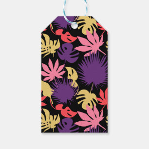 Seamless tropical leaves pattern gift tags