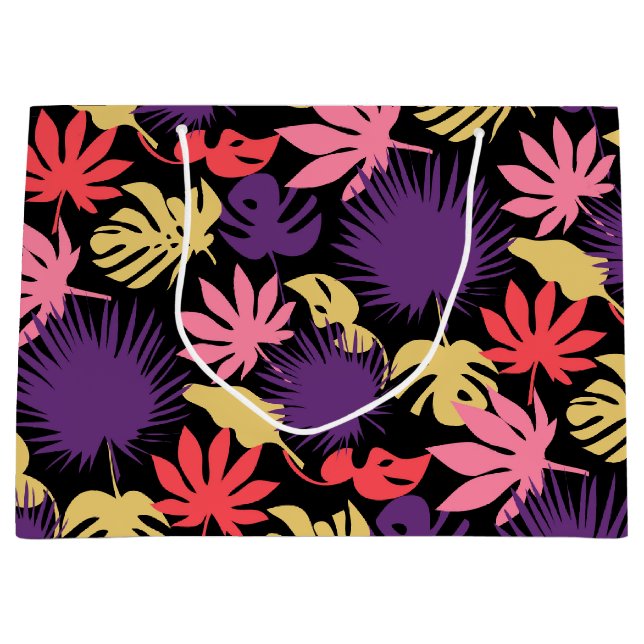Seamless tropical leaves pattern large gift bag (Front)