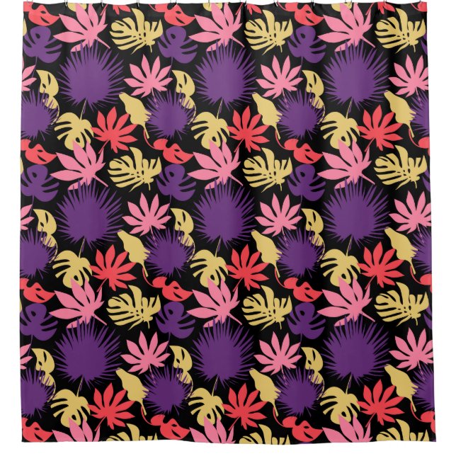 Seamless tropical leaves pattern shower curtain (Front)