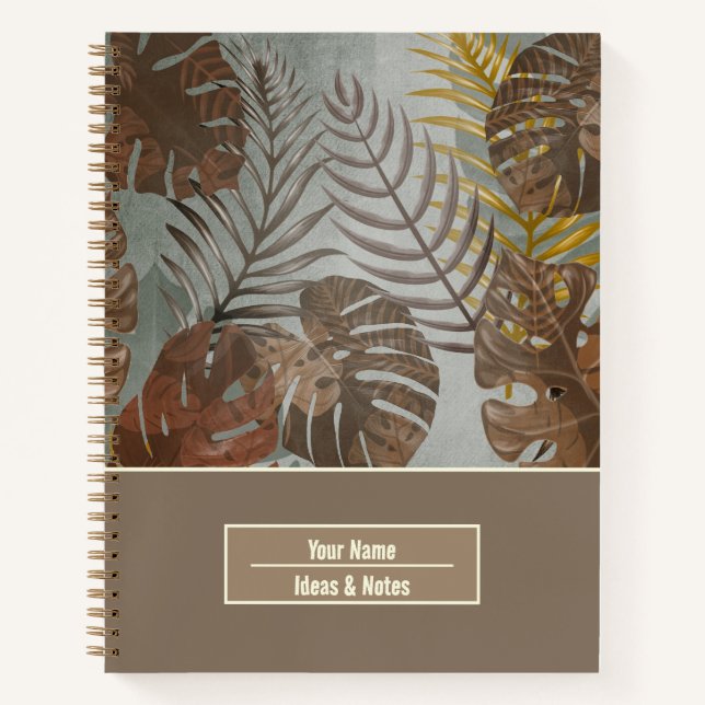 Seamless tropical Palm Leaves Pattern Notebook (Front)