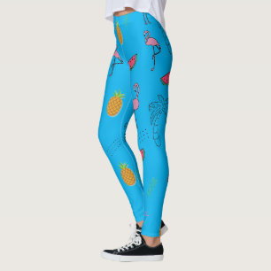 Seamless tropical pattern with Flamingo pineapple Leggings
