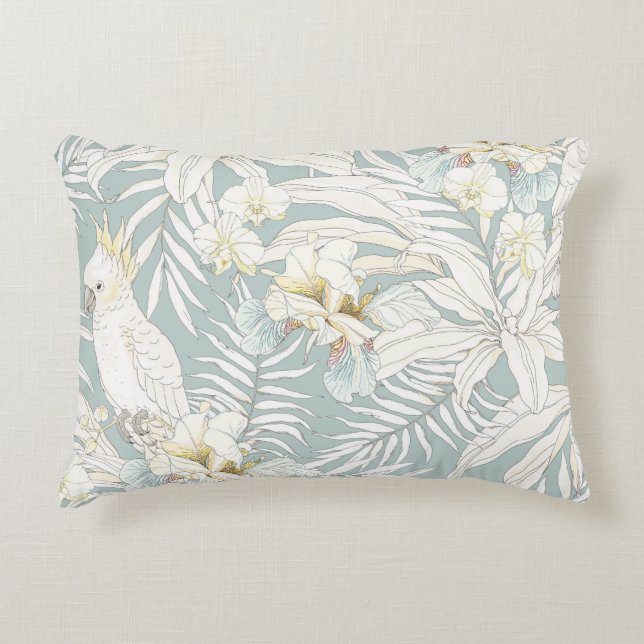 Seamless tropical pattern with flowers Orchid,  Fl Accent Pillow (Front)
