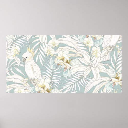 Seamless tropical pattern with flowers Orchid  Fl Poster
