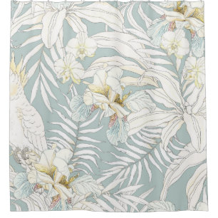 Seamless tropical pattern with flowers Orchid, Fl Shower Curtain