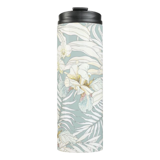 Seamless tropical pattern with flowers Orchid,  Fl Thermal Tumbler (Front)