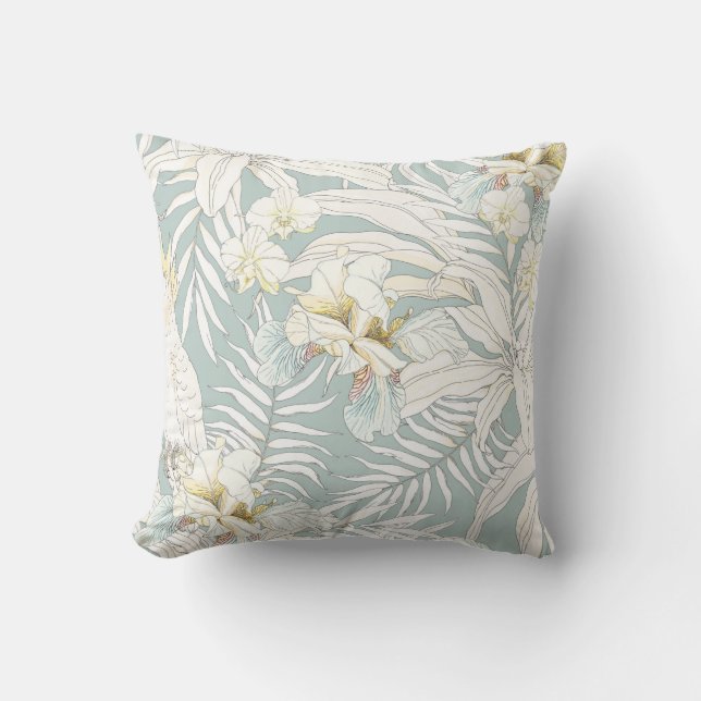 Seamless tropical pattern with flowers Orchid,  Fl Throw Pillow (Front)