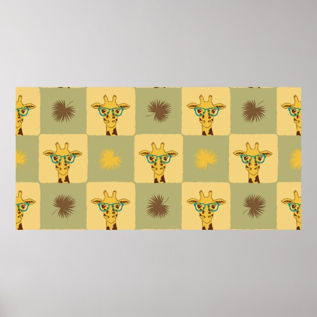 Seamless tropical pattern with giraffe and palm le poster (Front)