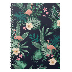 seamless tropical pattern with lush foliage, flow notebook
