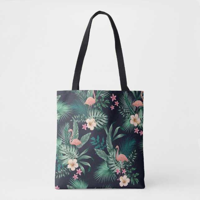  seamless tropical pattern with lush foliage, flow tote bag (Front)