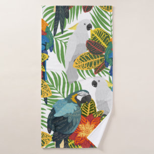 Seamless tropical pattern with parrots.  bath towel