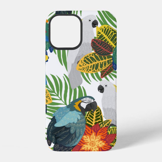 Seamless tropical pattern with parrots.  iphone case (Back)