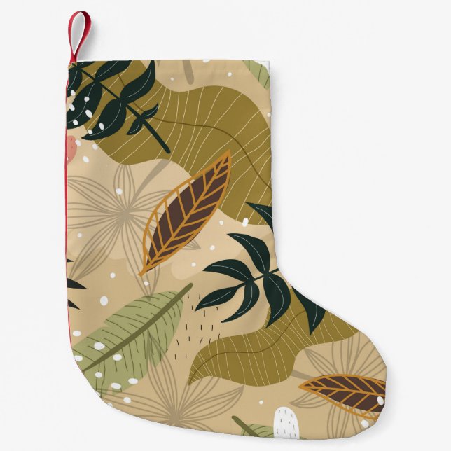 Seamless tropical pattern with plants, leaves, dec small christmas stocking (Front)