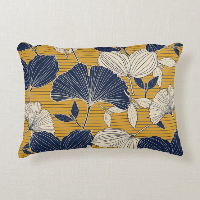 Seamless tropical plant and leaf pattern backgroun accent pillow (Front)