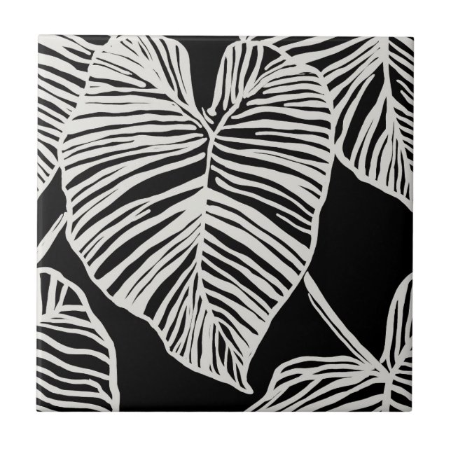 Seamless tropical taro ceramic tile (Front)