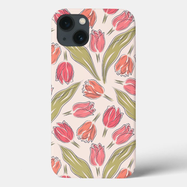 Seamless Tulip Floral Pattern – Vintage Botanical  Case-Mate iPhone Case (Back)