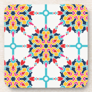 Seamless Turkish Colorful Design Beverage Coaster