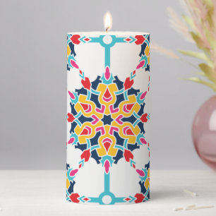 Seamless Turkish Colorful Design Pillar Candle