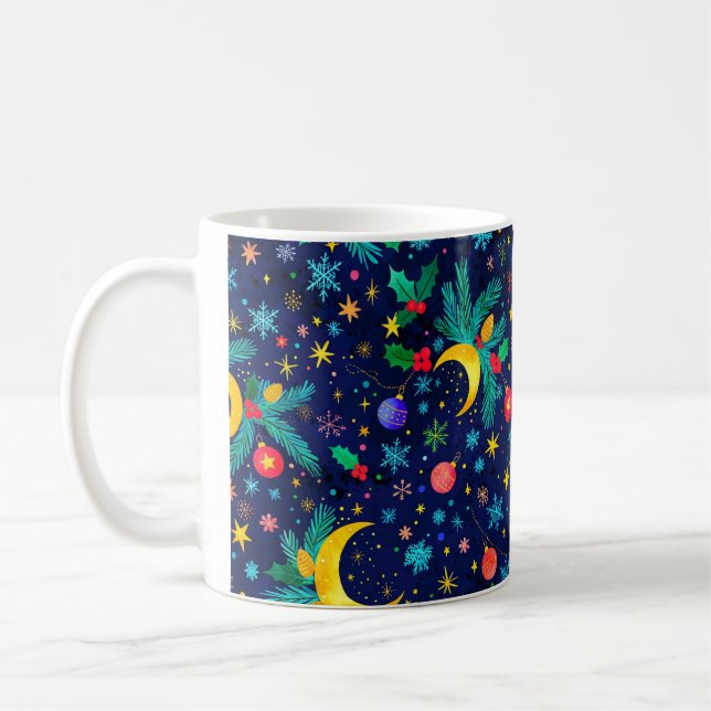 Seamless Twinkle Starry Night Pattern Coffee Mug (Left)