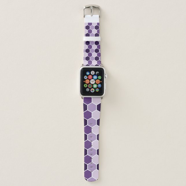 Seamless ultraviolet hexagon pattern. Honeycomb co Apple Watch Band (Front)