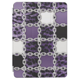 Seamless ultraviolet leopard and silver chain patt iPad air cover