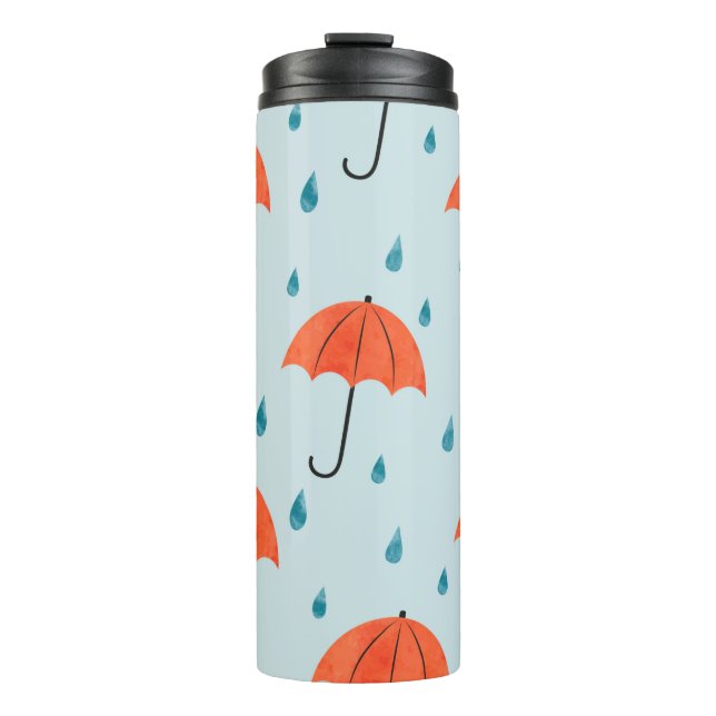 Seamless umbrellas and rain drops pattern. Waterco Thermal Tumbler (Front)