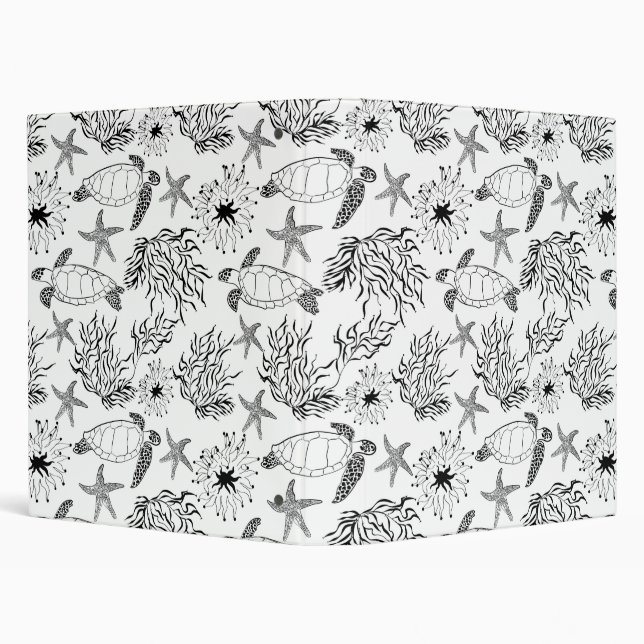 Seamless underwater sea ocean turtle plants coral  3 ring binder (Background)