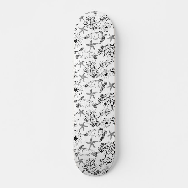 Seamless underwater sea ocean turtle plants coral skateboard (Front)