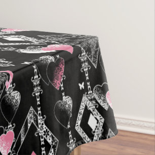 Seamless Valentines Day love black pattern hearts Tablecloth