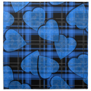 Seamless Valentines Day navy hearts checkered plai Cloth Napkin