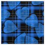 Seamless Valentines Day navy hearts checkered plai Fabric