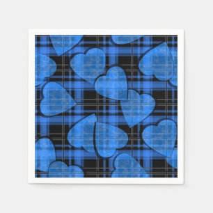 Seamless Valentines Day navy hearts checkered plai Napkins