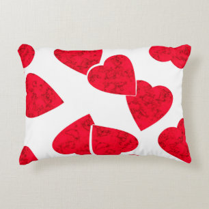 Seamless Valentines Day red hearts white pattern b Accent Pillow