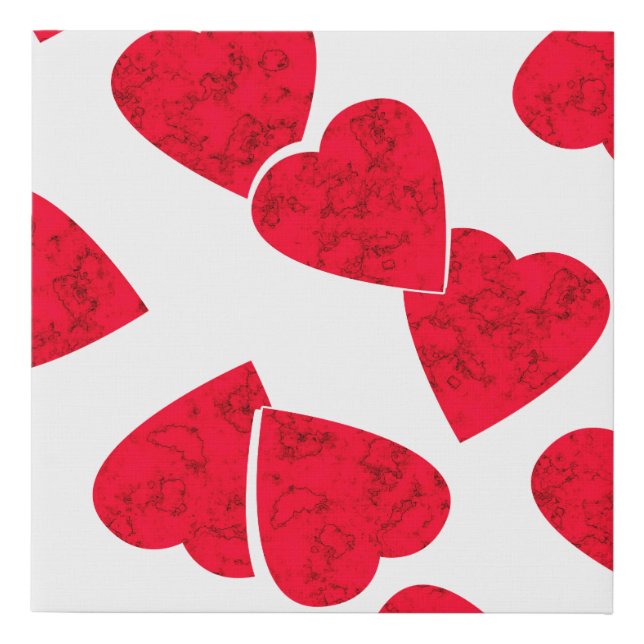 Seamless Valentines Day red hearts white pattern b Faux Canvas Print (Front)