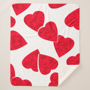 Seamless Valentines Day red hearts white pattern b Sherpa Blanket