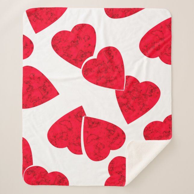 Seamless Valentines Day red hearts white pattern b Sherpa Blanket (Front)