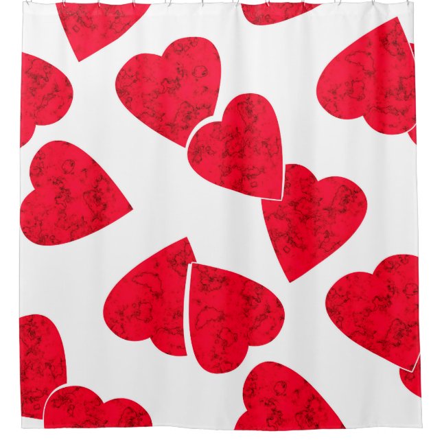Seamless Valentines Day red hearts white pattern b Shower Curtain (Front)