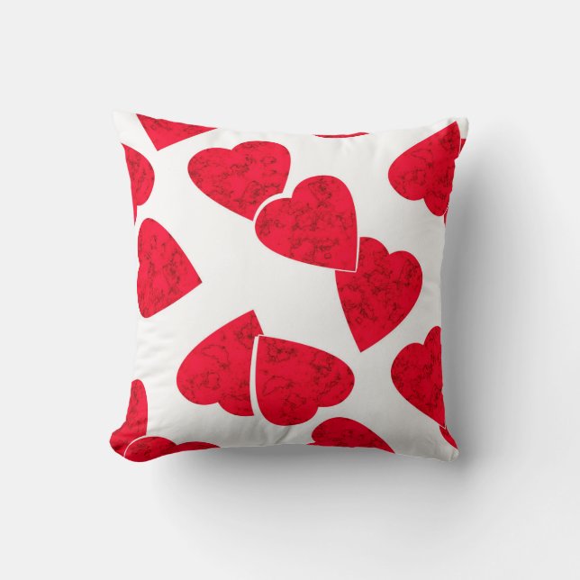 Seamless Valentines Day red hearts white pattern b Throw Pillow (Front)