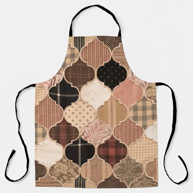 Seamless Various Textured Moroccan Tile Pattern Fa Apron (Front)