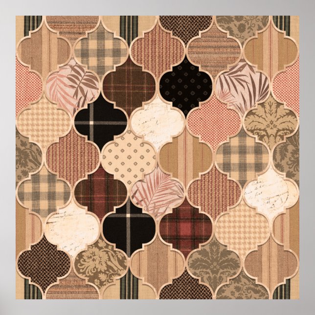 Seamless Various Textured Moroccan Tile Pattern Fa Poster (Front)