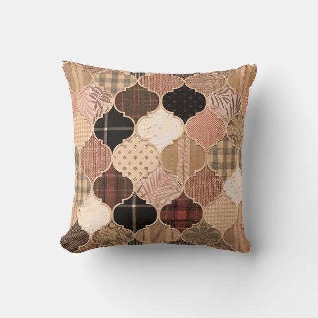 Seamless Various Textured Moroccan Tile Pattern Fa Throw Pillow (Front)