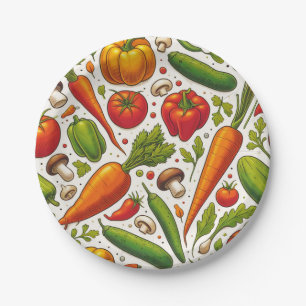 Seamless Vegetables Pattern Paper Plates